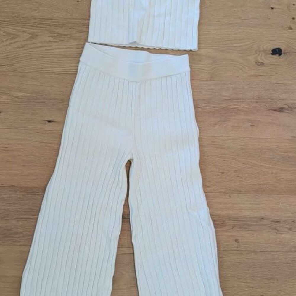 Sincerely Jules White Knit Wide Leg Lounge Beach Crop Top Tank & Pants Size Smal